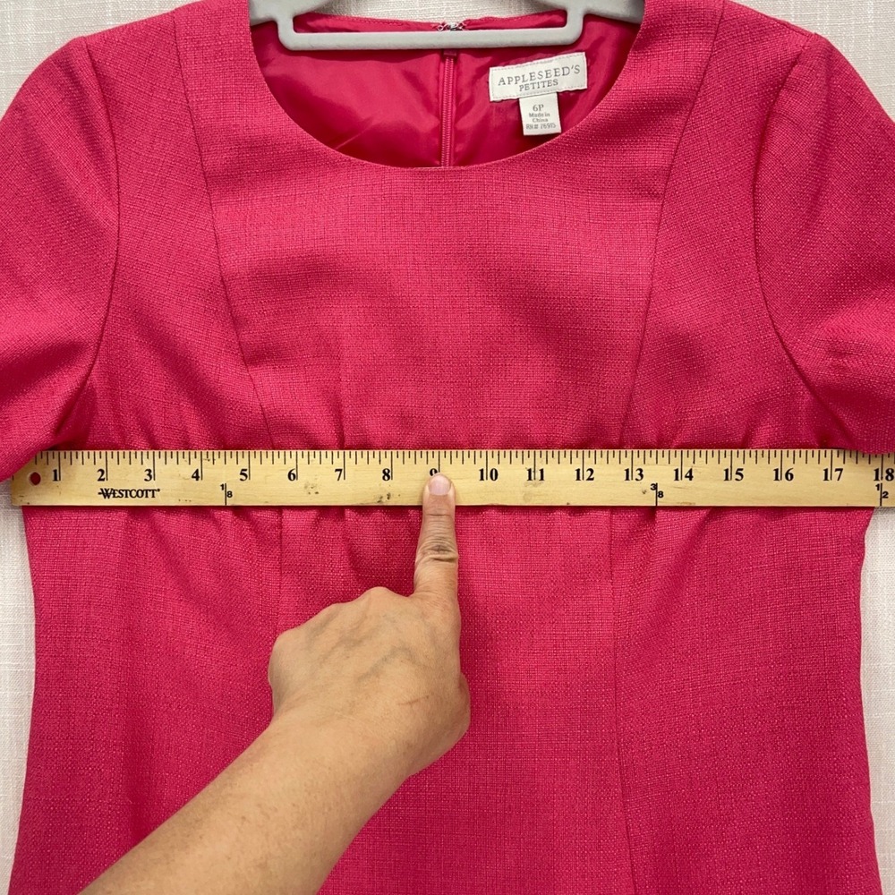 Appleseed's Pink Sheath Dress 6P Petite Short Sleeve Textured Lined V943 - Picture 5 of 8